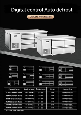 Dưới bàn 2 ngăn kéo tủ lạnh Thiết bị bếp thương mại