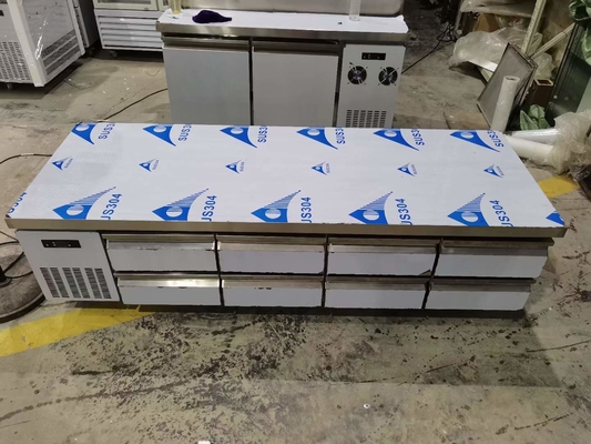 Thư giặt thương mại Thẻ bàn 6 ngăn kéo Thép không gỉ Thiết bị nhà bếp lạnh