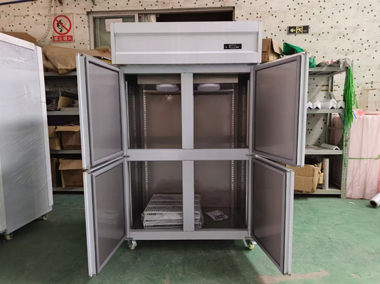 Tủ lạnh thẳng đứng thương mại cho nhà hàng 4 cửa Stainless Steel Thiết bị nhà bếp Tủ lạnh tự đóng cửa