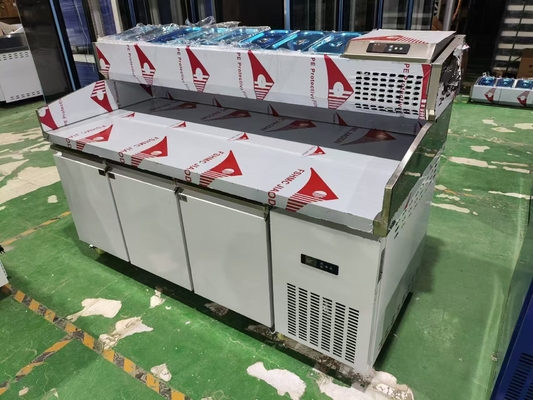 1.8M Bàn làm salad 3 cửa dưới quầy Bàn làm pizza lạnh với màn hình trên cùng