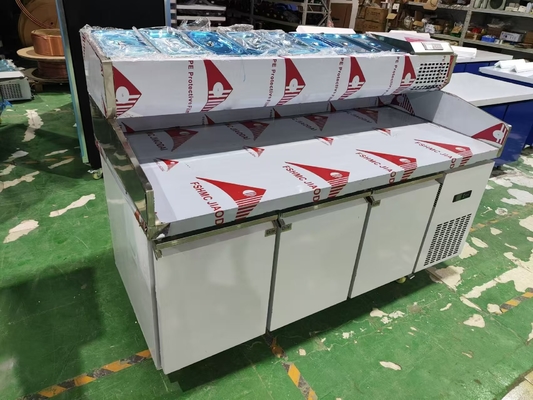 1.8M Bàn làm salad 3 cửa dưới quầy Bàn làm pizza lạnh với màn hình trên cùng