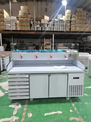 Pizza Pre Table Tủ lạnh với ngăn kéo Công ty ẩm thực Salad Workbench