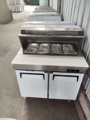 Bàn xếp món salad kiểu Mỹ Bàn bán bánh sandwich / tủ lạnh món salad Thiết bị bếp bằng thép không gỉ