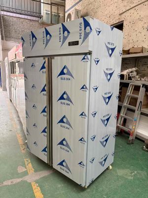 Thương mại 2 cửa thẳng đứng Chiller Stainless Steel 304 tủ lạnh nhà bếp