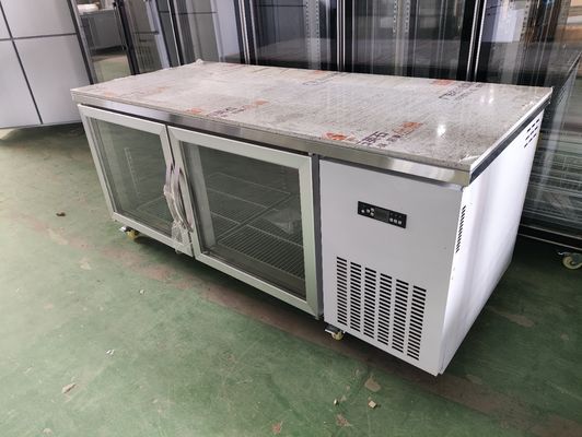 Dưới tủ lạnh quầy cho nhà hàng bàn làm việc thương mại với cửa kính