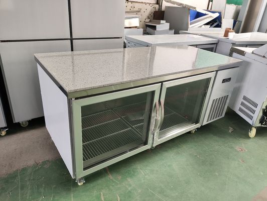 Dưới tủ lạnh quầy cho nhà hàng bàn làm việc thương mại với cửa kính