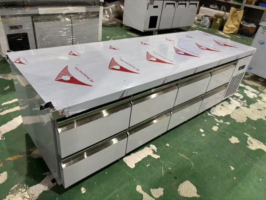 Thương mại 8-bộ kéo Quán bàn dưới quầy bếp bàn làm việc tủ lạnh