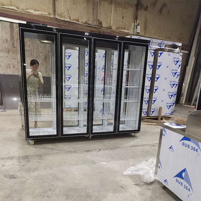 2500L Reach In Cooler 4 Tủ lạnh cửa kính cho cửa hàng tiện lợi