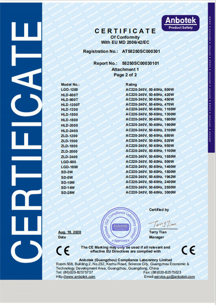 Trung Quốc Guangzhou Yixue Commercial Refrigeration Equipment Co., Ltd. Chứng chỉ