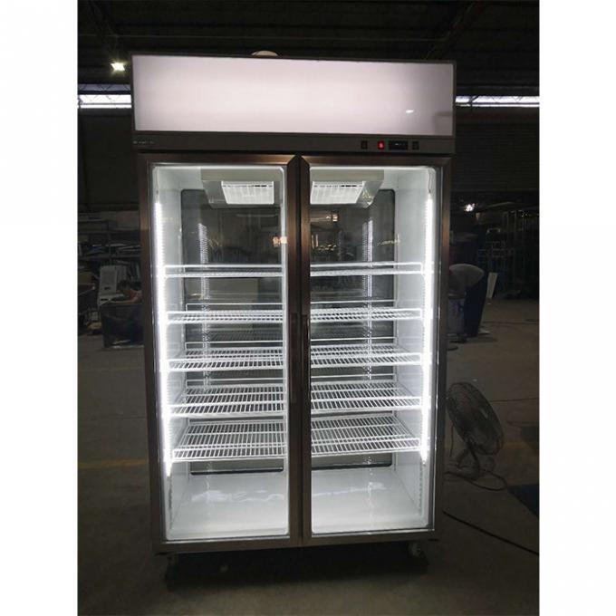 R134A 1000L Máy làm mát cửa kính thương mại Thanh trưng bày Tủ lạnh 0