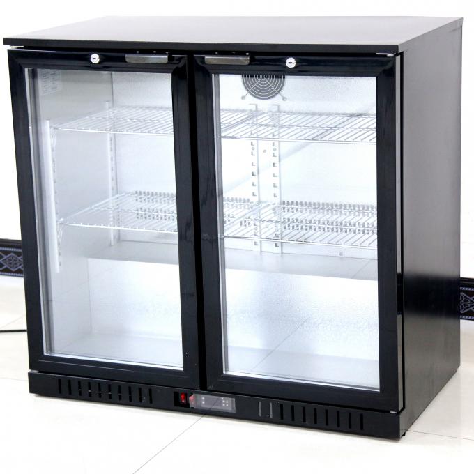Máy làm mát cửa kính thương mại 900 * 520 * 835mm Tủ lạnh trưng bày bằng kính đôi 208L 0